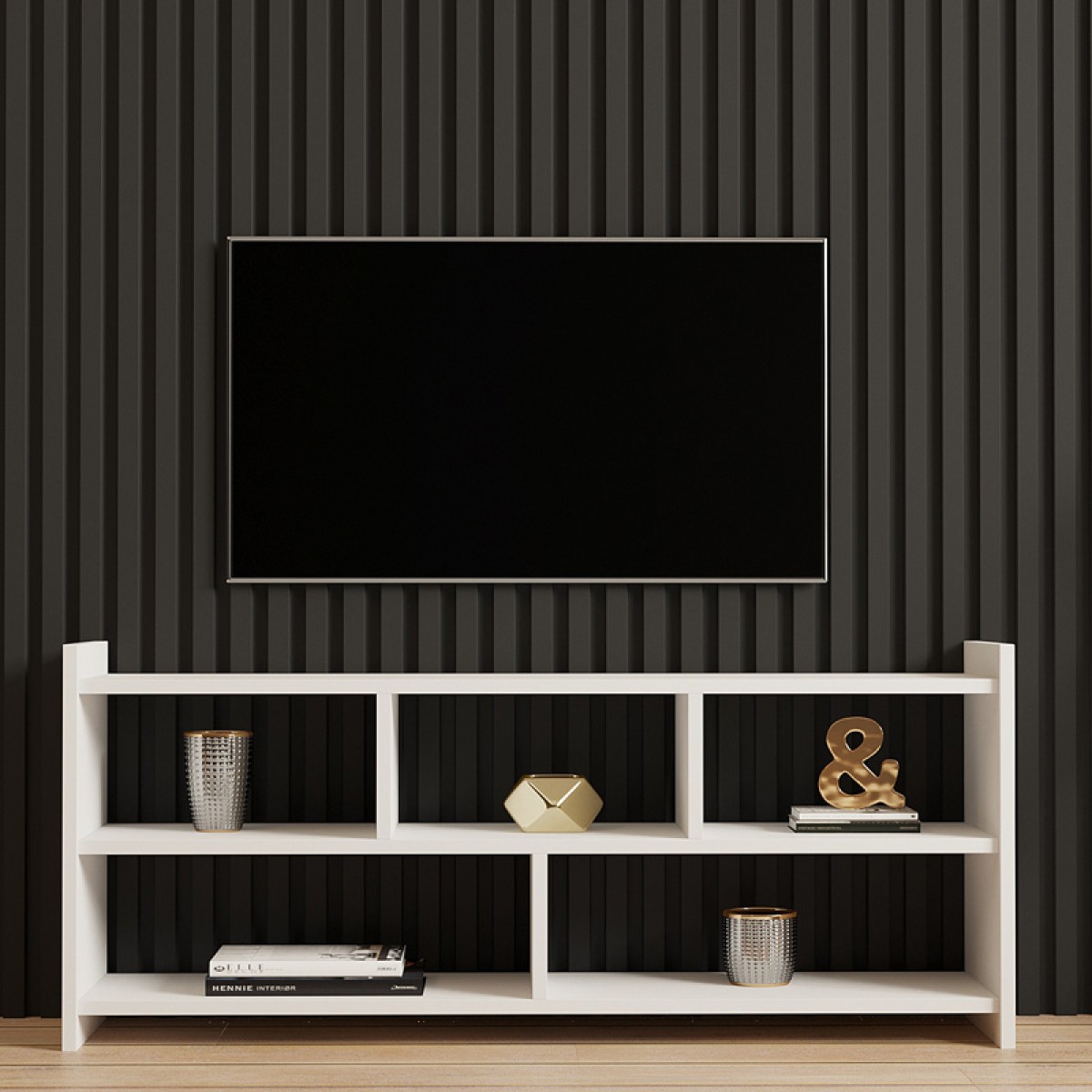 Έπιπλο τηλεόρασης Kapri pakoworld σε λευκή απόχρωση 120x28x55εκ