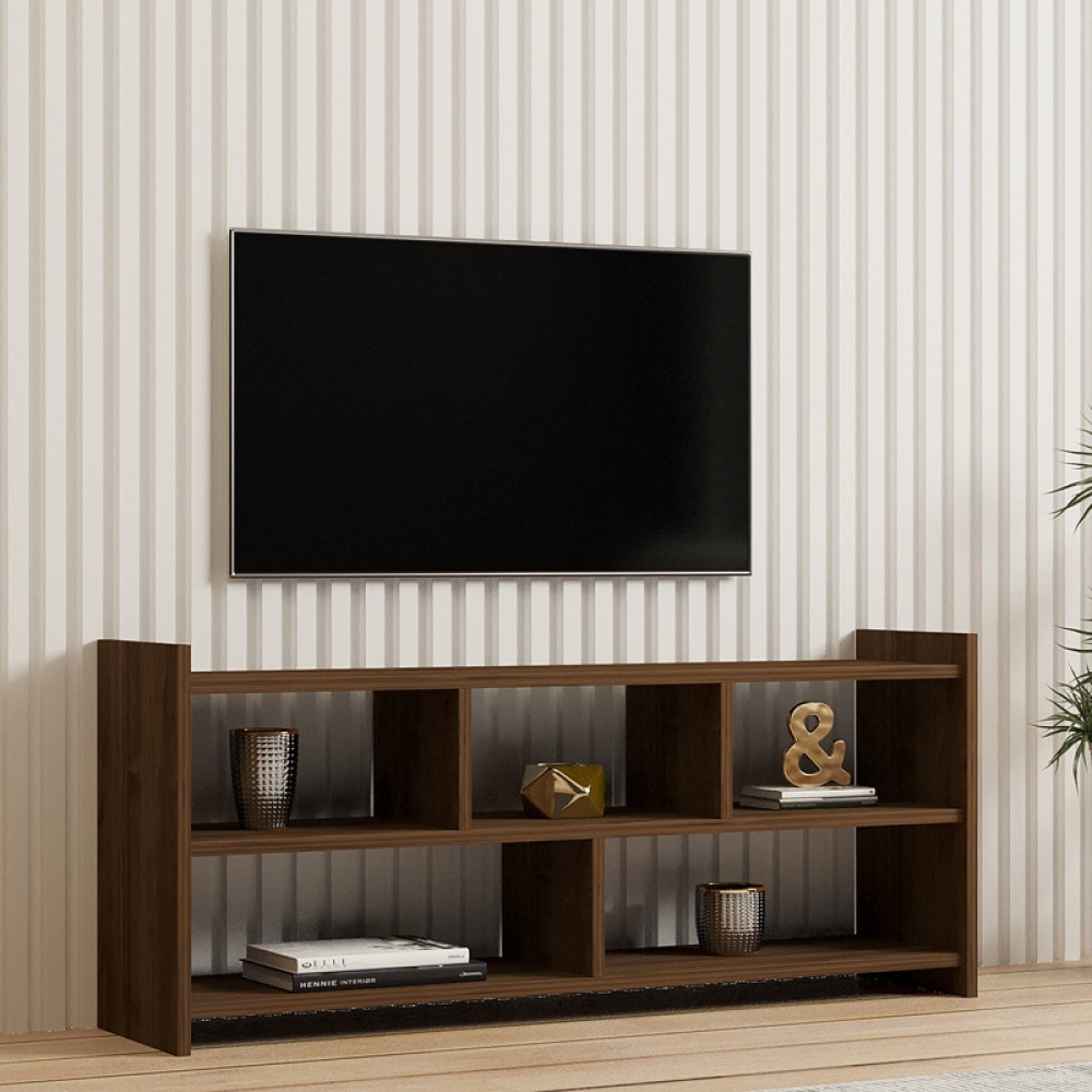 Έπιπλο τηλεόρασης Kapri pakoworld σε καρυδί απόχρωση 120x28x55εκ