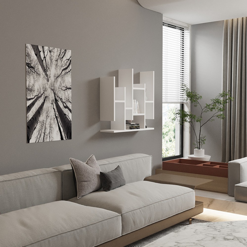 Ραφιέρα τοίχου Bemba pakoworld σε λευκή απόχρωση 70x19,6x68,8εκ