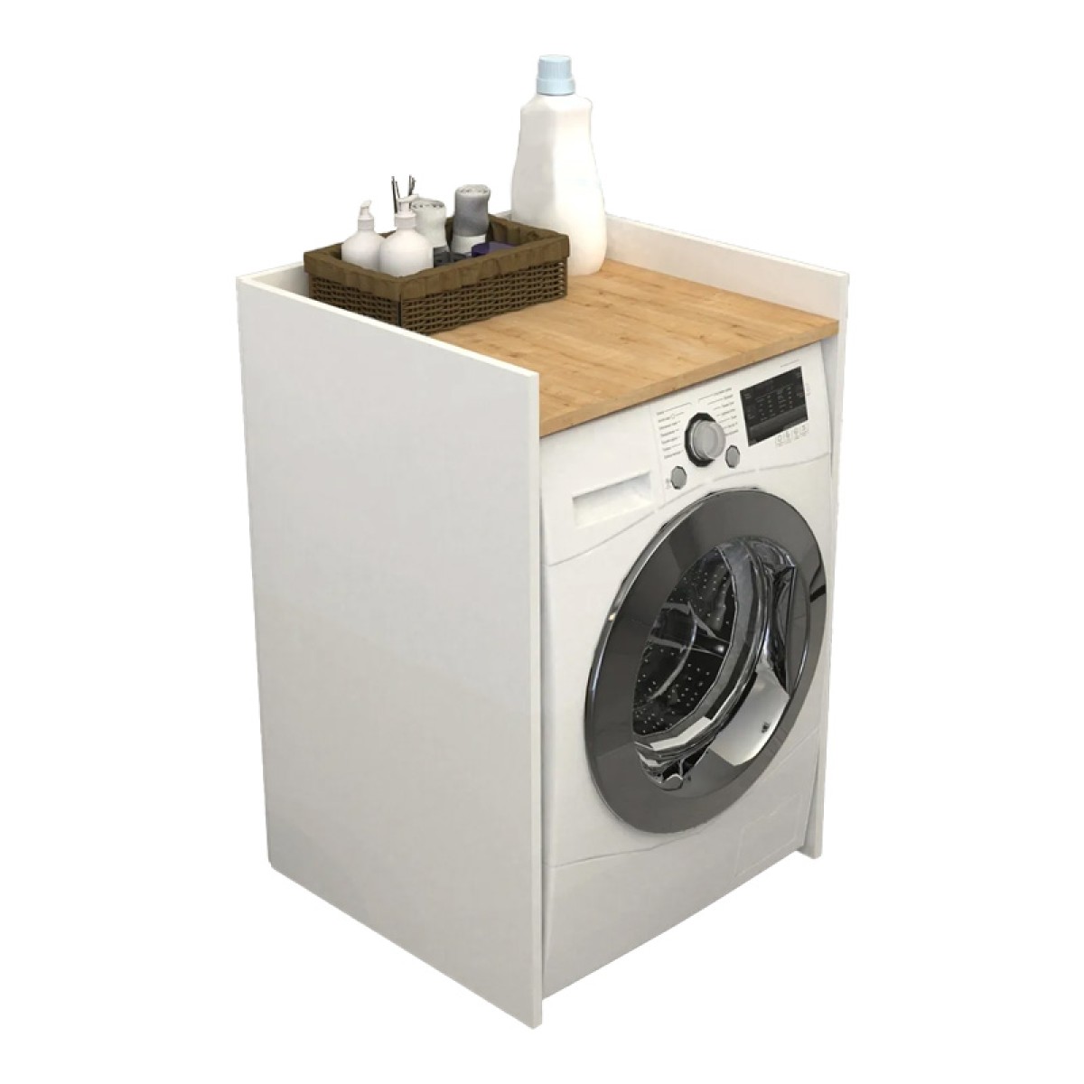 Έπιπλο πλυντηρίου Cuci pakoworld σε oak απόχρωση 60x62x99εκ