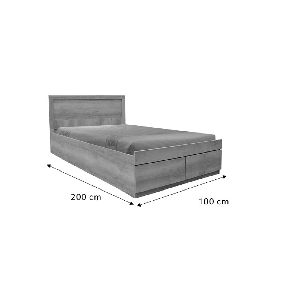 Κρεβάτι μονό Olympus pakoworld με συρτάρι castillo-oak 100x200εκ