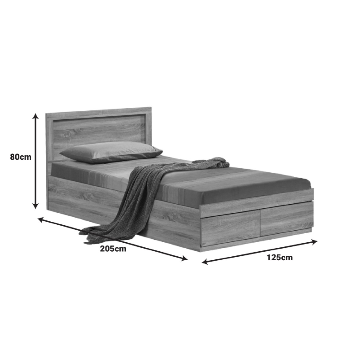Κρεβάτι Olympus pakoworld με συρτάρι σε φυσική απόχρωση 120x200εκ