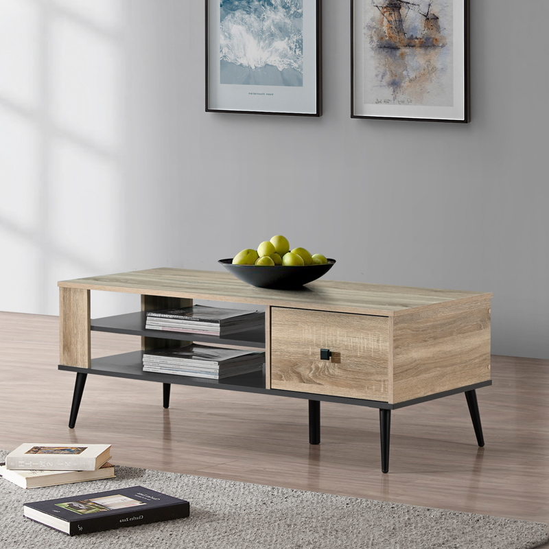 Τραπέζι σαλονιού Zezan pakoworld σε sonoma-ανθρακί απόχρωση 120x51x44.5εκ