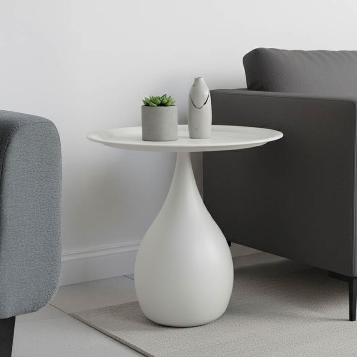 Βοηθητικό τραπέζι Samino pakoworld μέταλλο σε κρεμ απόχρωση Φ39x42εκ