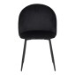 Καρέκλα Perch pakoworld βελούδο σε μαύρη απόχρωση με μαύρα μεταλλικά πόδια 50x43x82εκ