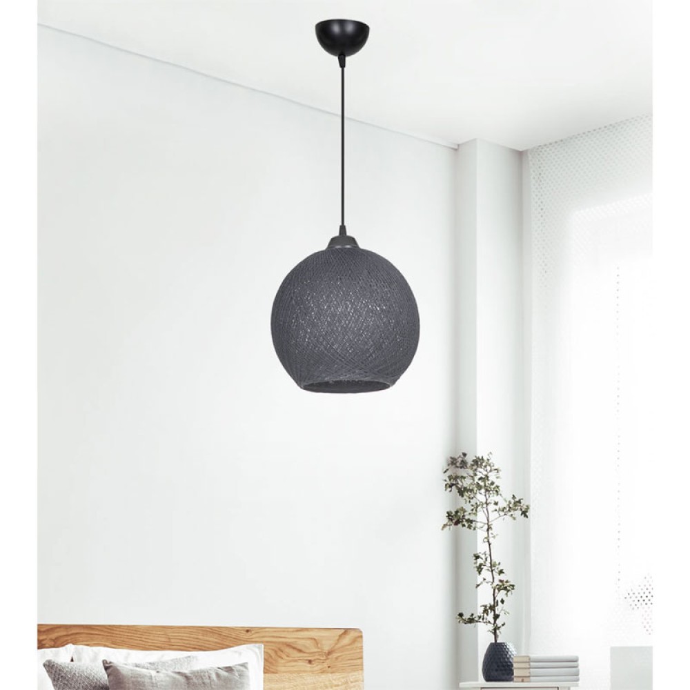 Φωτιστικό οροφής μονόφωτο Leshia pakoworld Ε27 γκρι Φ26x26εκ