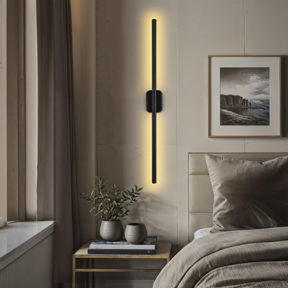 Φωτιστικό τοίχου-απλίκα Senio pakoworld Led μαύρο 75x6x6εκ