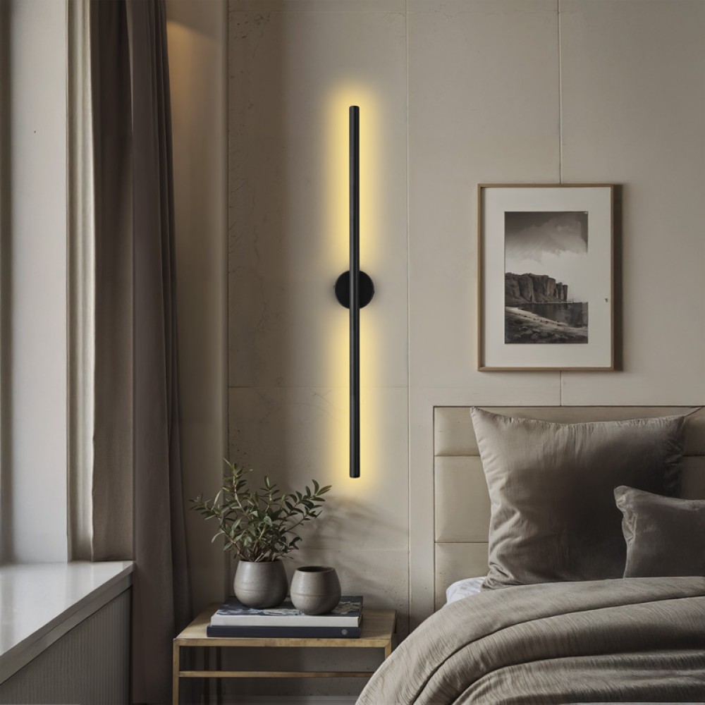 Φωτιστικό τοίχου-απλίκα Tisenio pakoworld Led μαύρο 75x6x6εκ
