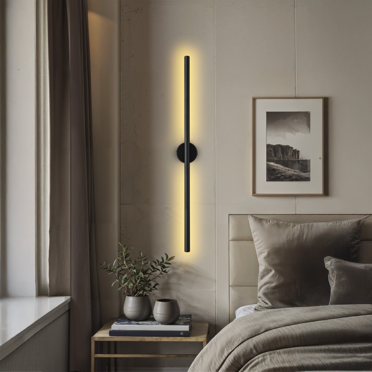 Φωτιστικό τοίχου-απλίκα Tisenio pakoworld Led μαύρο 75x6x6εκ
