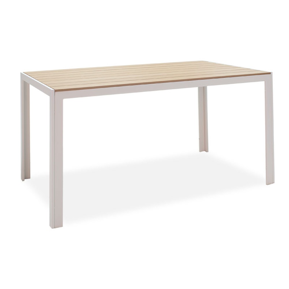 Τραπεζαρία Zacreta-Nares σετ 5τεμ pakoworld λευκό-φυσικό 140x80x72.5εκ