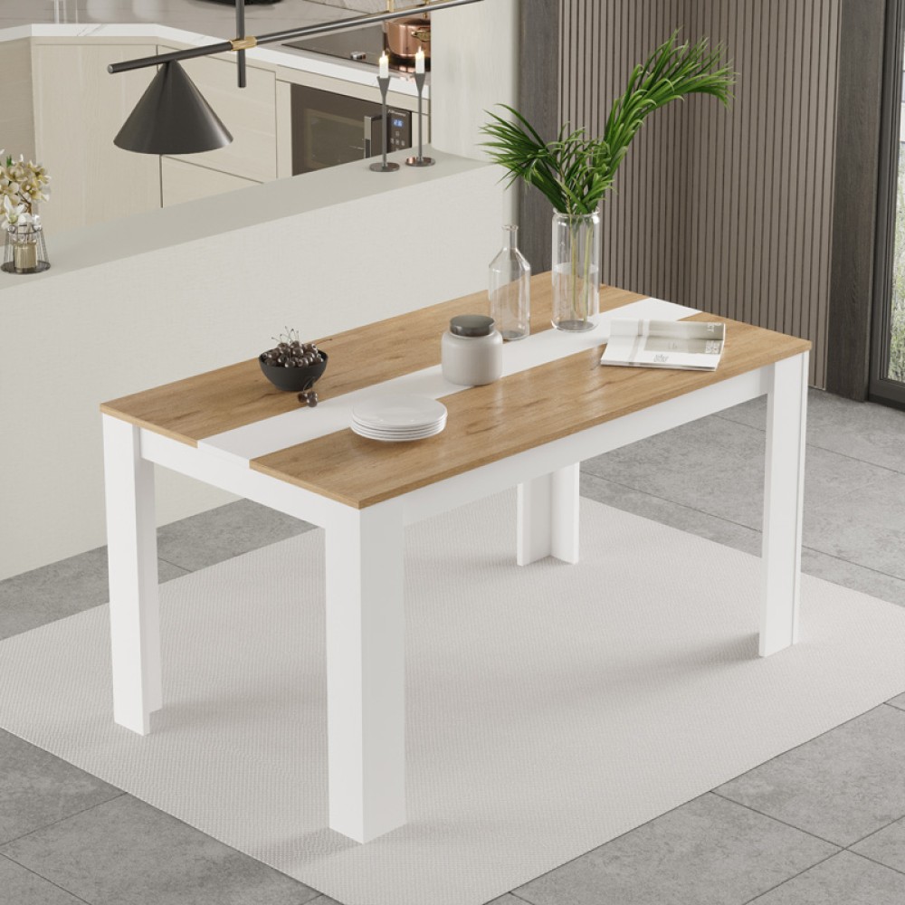 Τραπέζι Sepen pakoworld σε φυσική-λευκή απόχρωση 140x80x74εκ