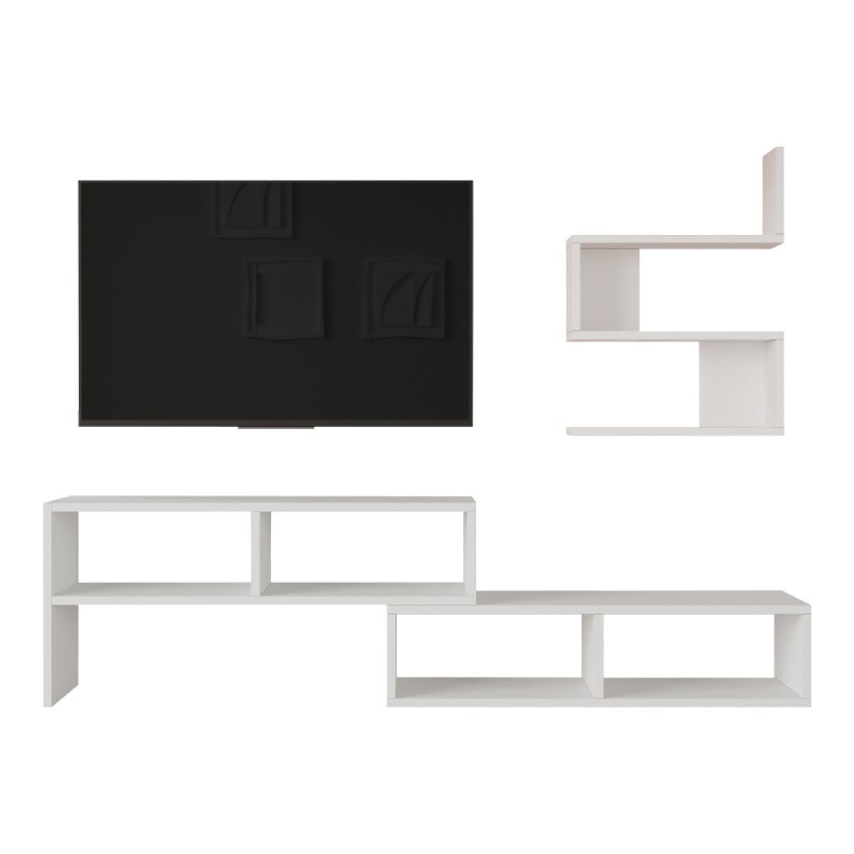 Σύνθετο σαλονιού Kakomo pakoworld σε λευκή απόχρωση 170x29.5x43εκ