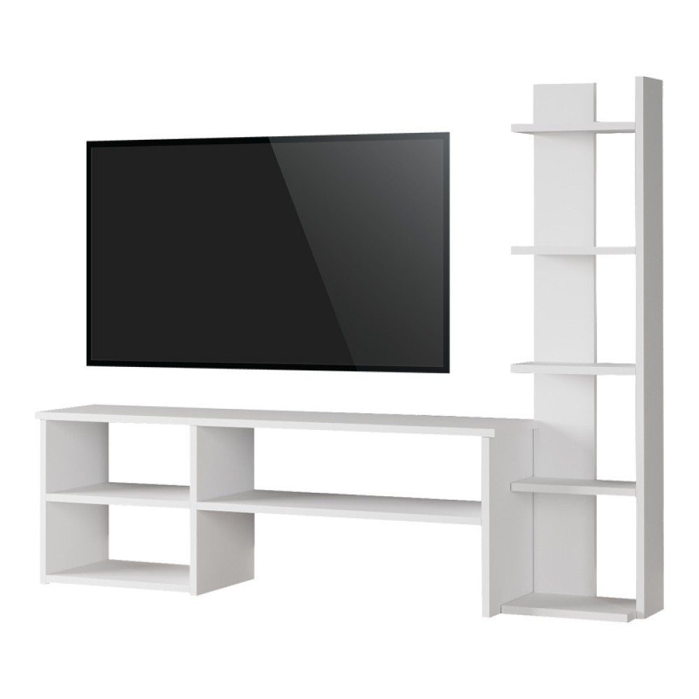 Σύνθετο σαλονιού Perla pakoworld σε λευκή απόχρωση 120x29.5x41,8εκ