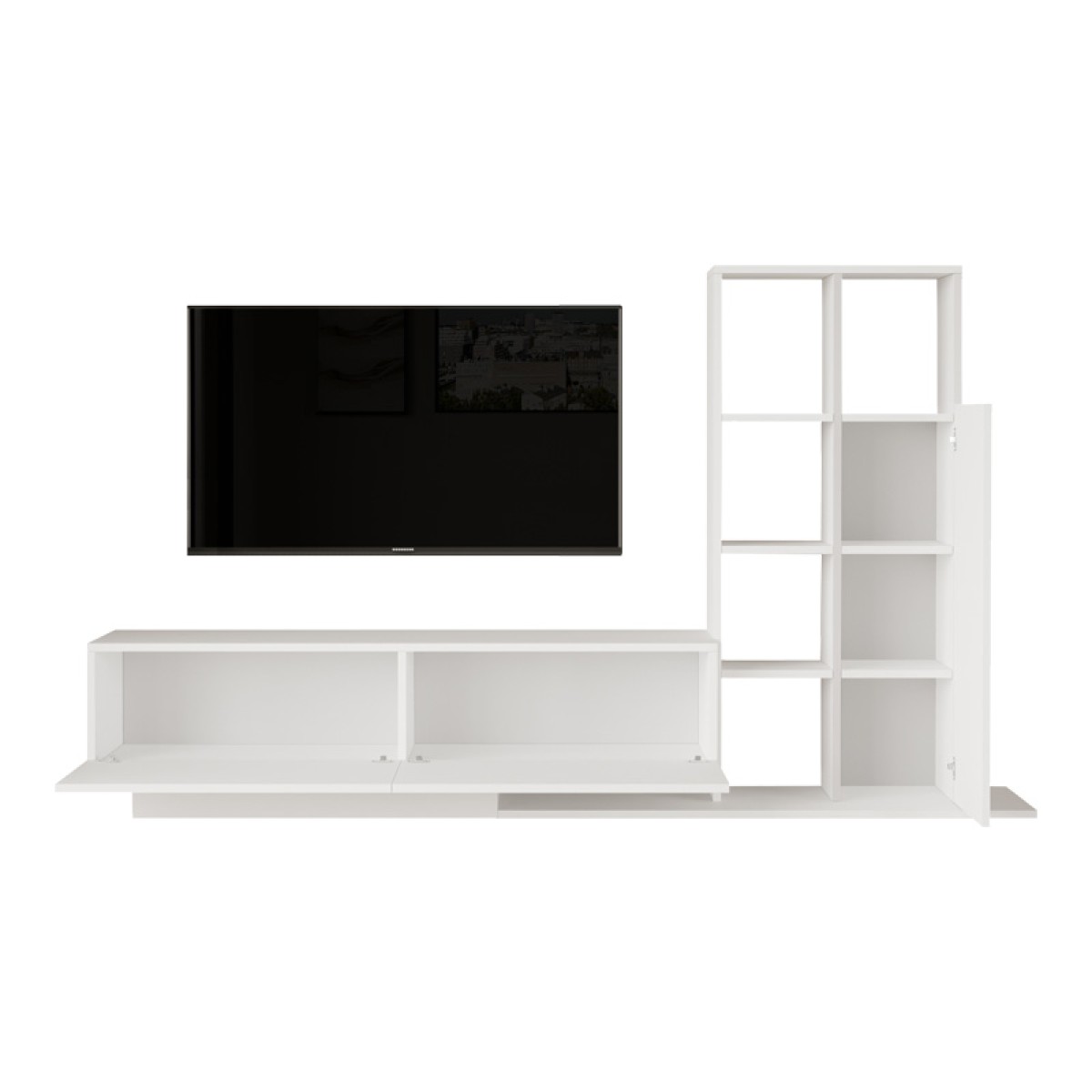 Σύνθετο σαλονιού Damon pakoworld σε λευκή απόχρωση 140x29.5x39.5εκ