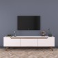 Έπιπλο τηλεόρασης Kasandra pakoworld λευκό-καρυδί 180x35x48,5εκ