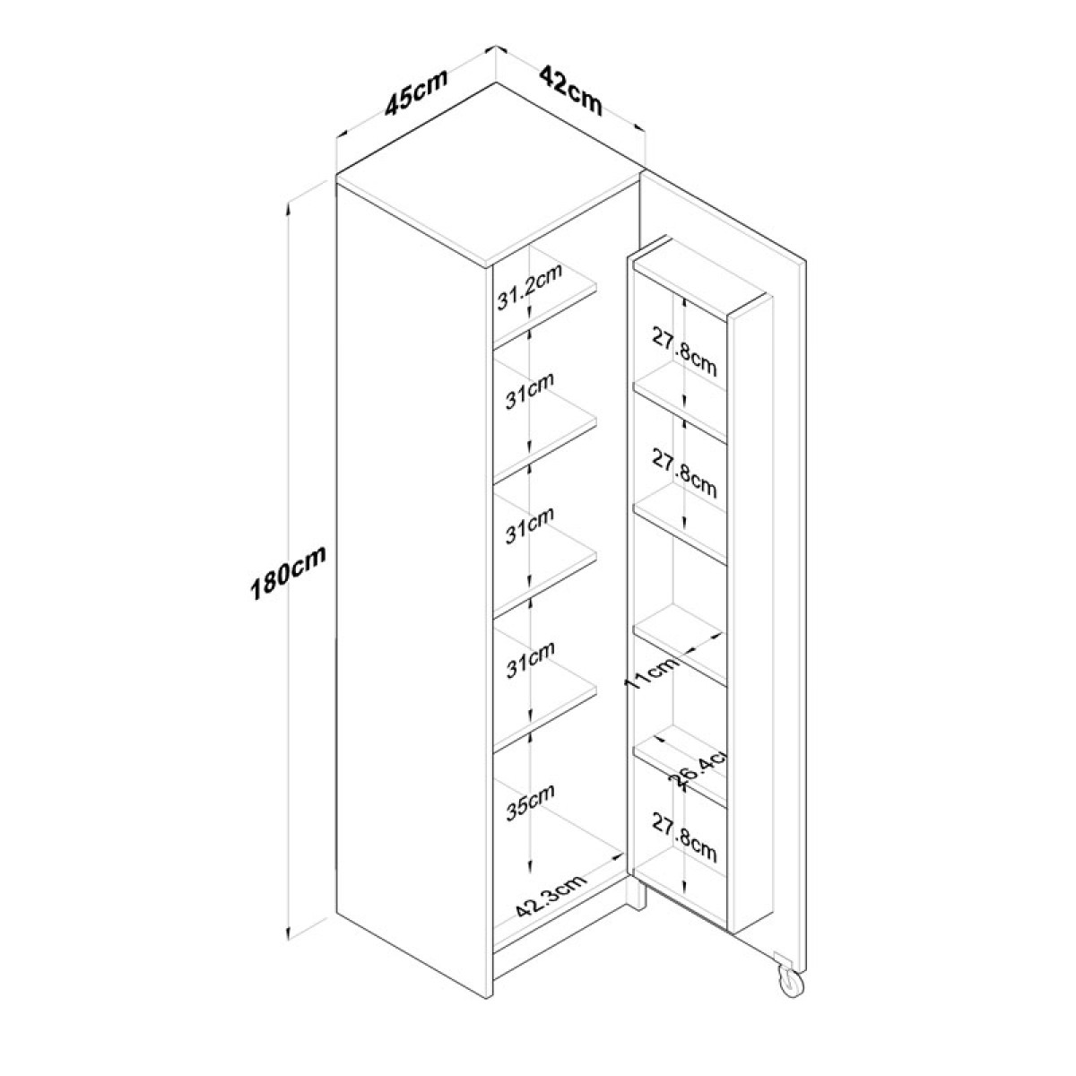 Ντουλάπα κουζίνας Amre pakoworld λευκό 45x42x180εκ