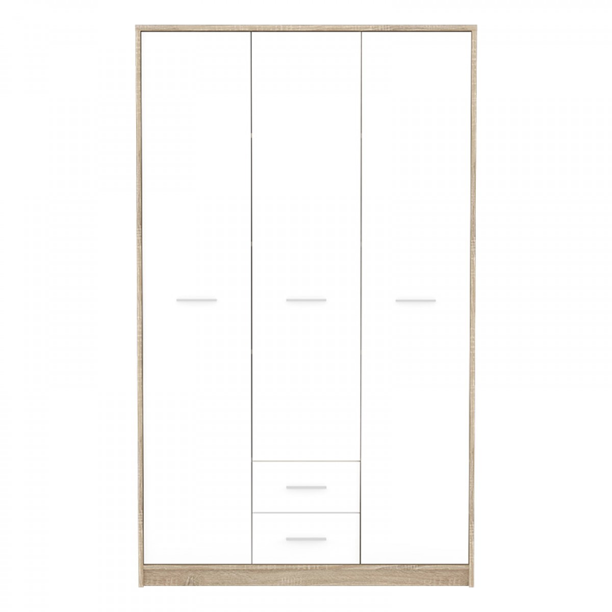 Ντουλάπα ρούχων Serenity pakoworld τρίφυλλη sonoma-λευκό 118.5x54x196.5εκ