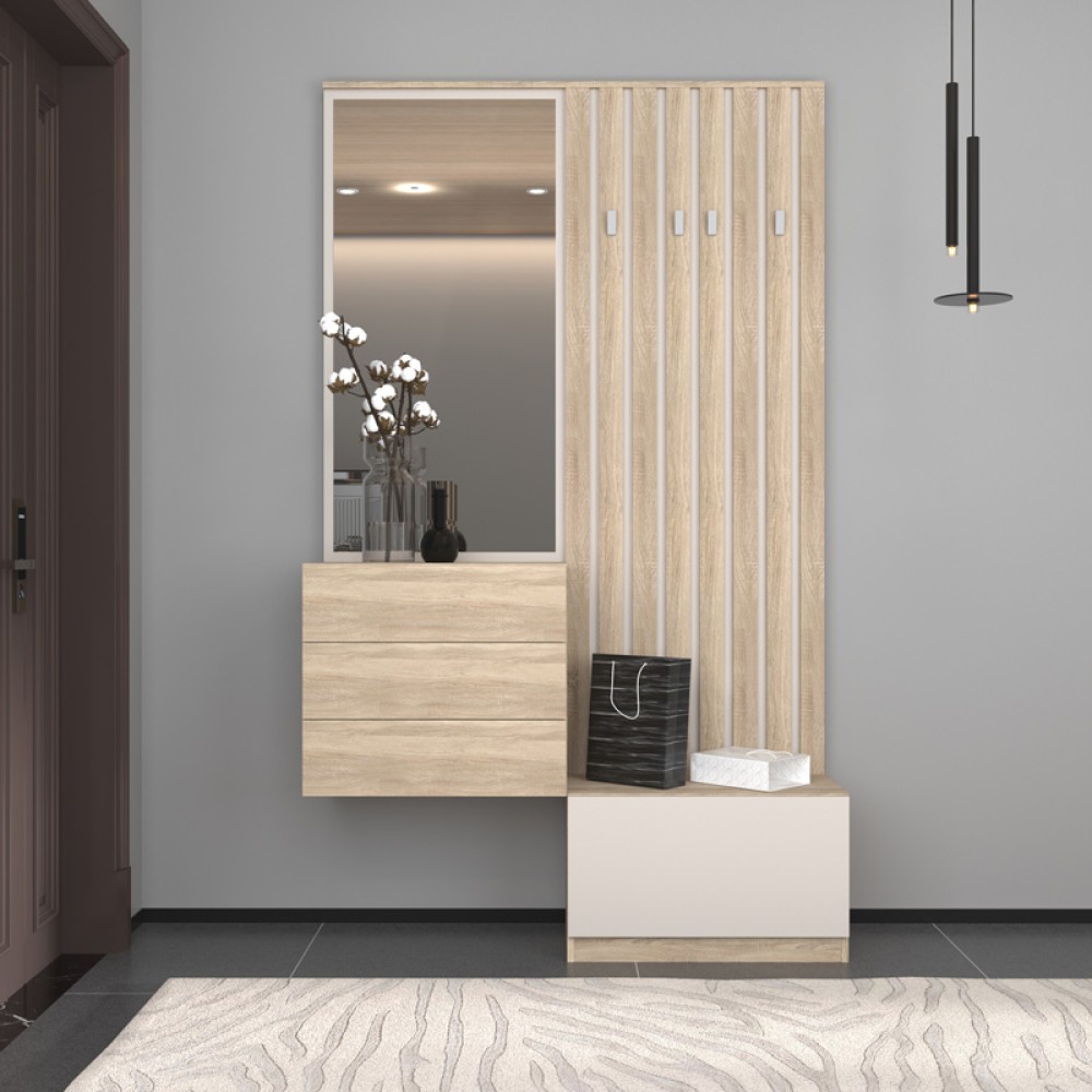 Έπιπλο εισόδου Halesy pakoworld sonoma-cappuccino 67x35.5x179.3εκ