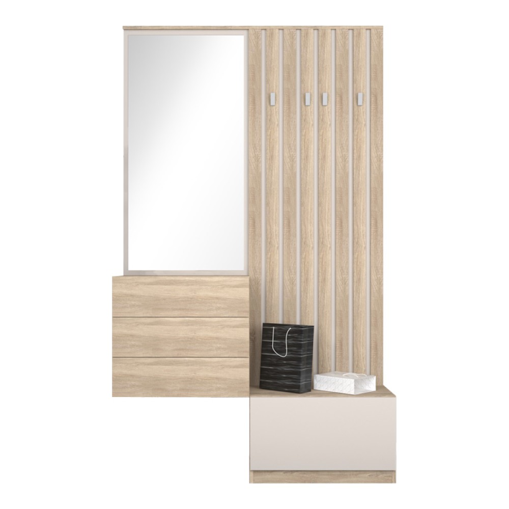 Έπιπλο εισόδου Halesy pakoworld sonoma-cappuccino 67x35.5x179.3εκ