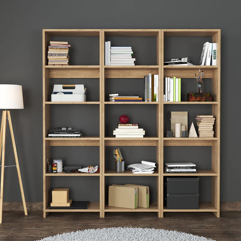 Βιβλιοθήκη Rabuku pakoworld σε oak  απόχρωση 146x22x160εκ