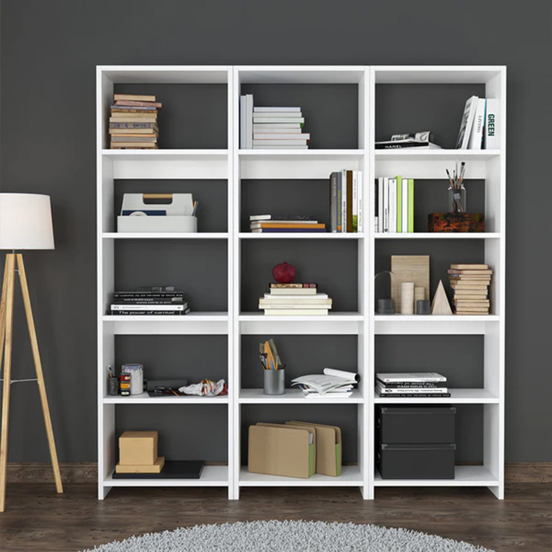 Βιβλιοθήκη Rabuku pakoworld σε λευκή απόχρωση 146x22x160εκ