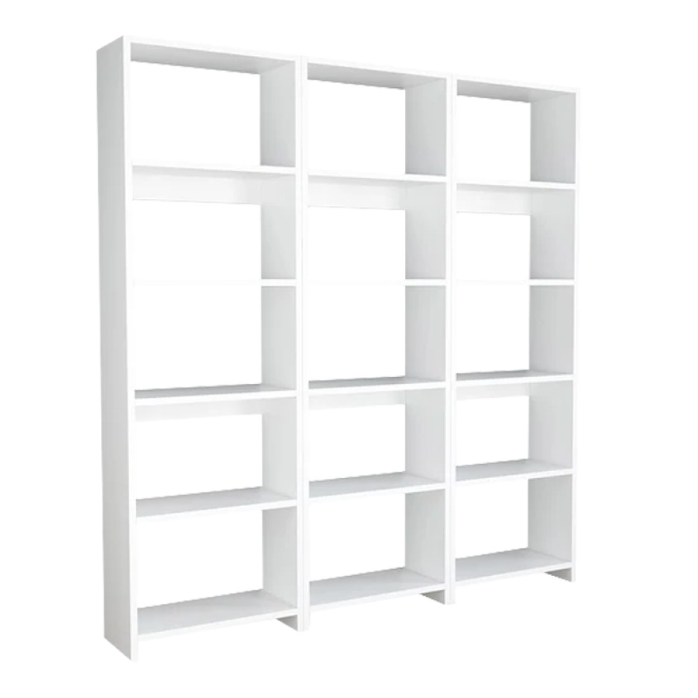 Βιβλιοθήκη Rabuku pakoworld σε λευκή απόχρωση 146x22x160εκ