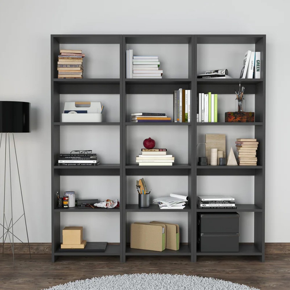 Βιβλιοθήκη Rabuku pakoworld σε ανθρακί απόχρωση 146x22x160εκ