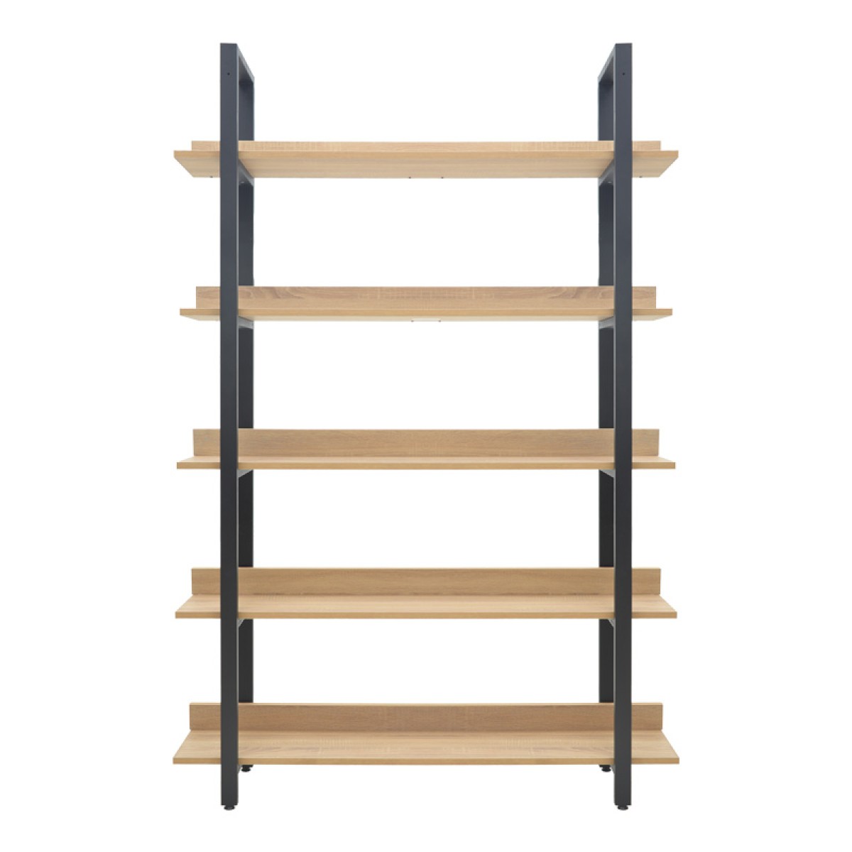 Βιβλιοθήκη Almond pakoworld σε oak-μαύρη απόχρωση 120x29x185εκ