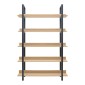 Βιβλιοθήκη Almond pakoworld σε oak-μαύρη απόχρωση 120x29x185εκ