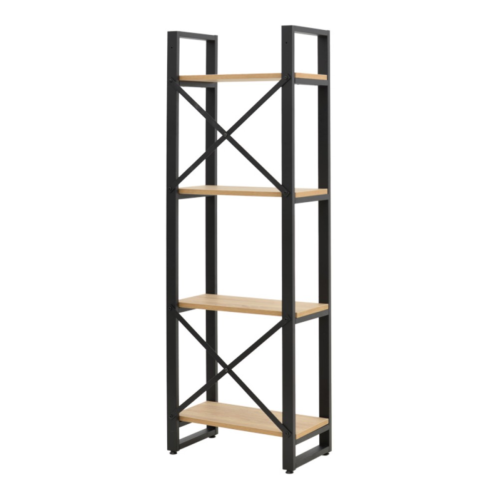 Βιβλιοθήκη Crimson pakoworld σε oak-μαύρη απόχρωση 50x22x150εκ