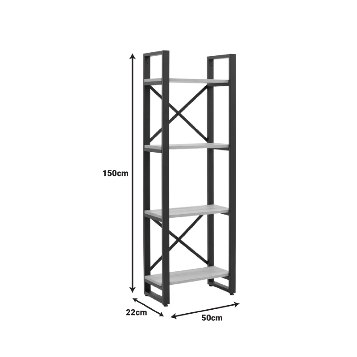 Βιβλιοθήκη Crimson pakoworld σε oak-μαύρη απόχρωση 50x22x150εκ