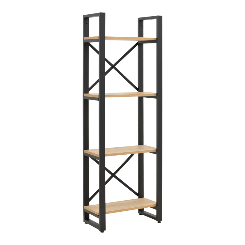 Βιβλιοθήκη Crimson pakoworld σε oak-μαύρη απόχρωση 50x22x150εκ
