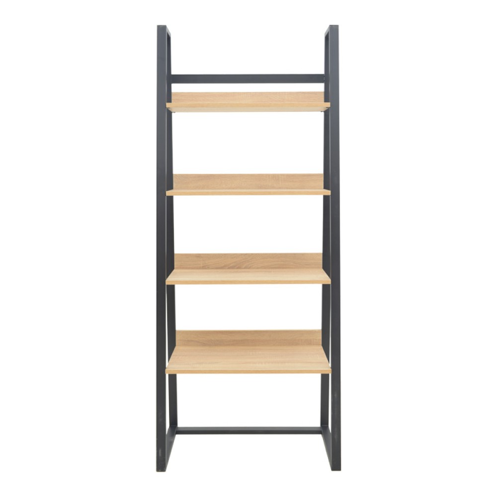 Βιβλιοθήκη Ryder pakoworld σε oak-μαύρη απόχρωση 75x36x185εκ