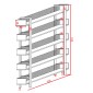 Βιβλιοθήκη Musha pakoworld μέταλλο μαύρο με oak απόχρωση 120x22x185εκ