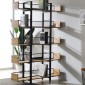 Βιβλιοθήκη Musha pakoworld μέταλλο μαύρο με oak απόχρωση 120x22x185εκ