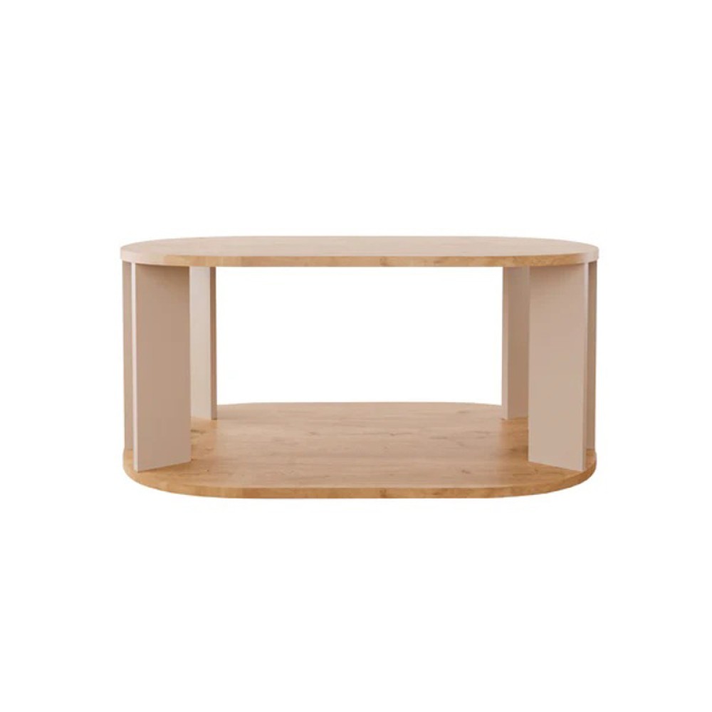 Τραπέζι Solka pakoworld σε oak απόχρωση με ανοιχτό γκρι 90x56x40εκ