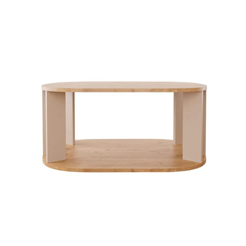 Τραπέζι Solka pakoworld σε oak απόχρωση με ανοιχτό γκρι 90x56x40εκ