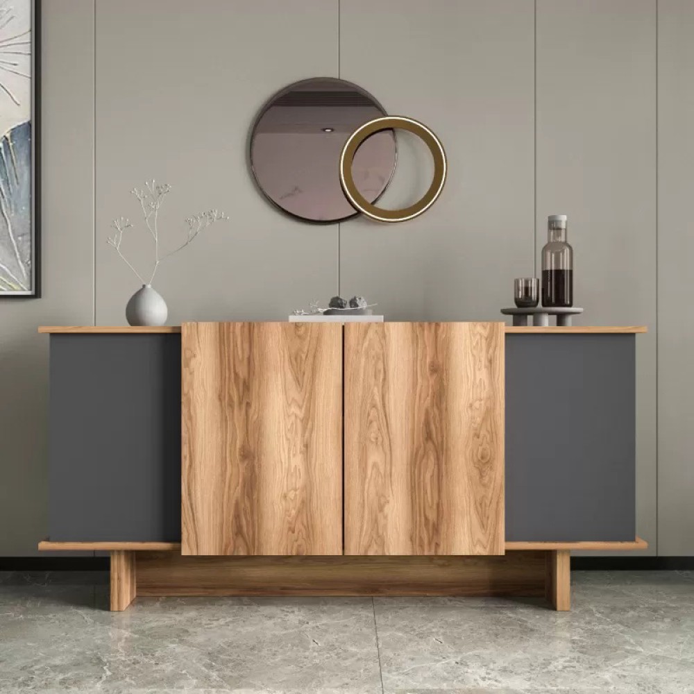 Μπουφές Aramos pakoworld σε ανθρακί - oak απόχρωση 180x45x80εκ