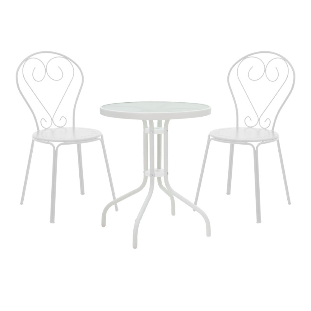 Τραπεζαρία Watson-Chari pakoworld σετ 3τεμ μέταλλο σε λευκή απόχρωση