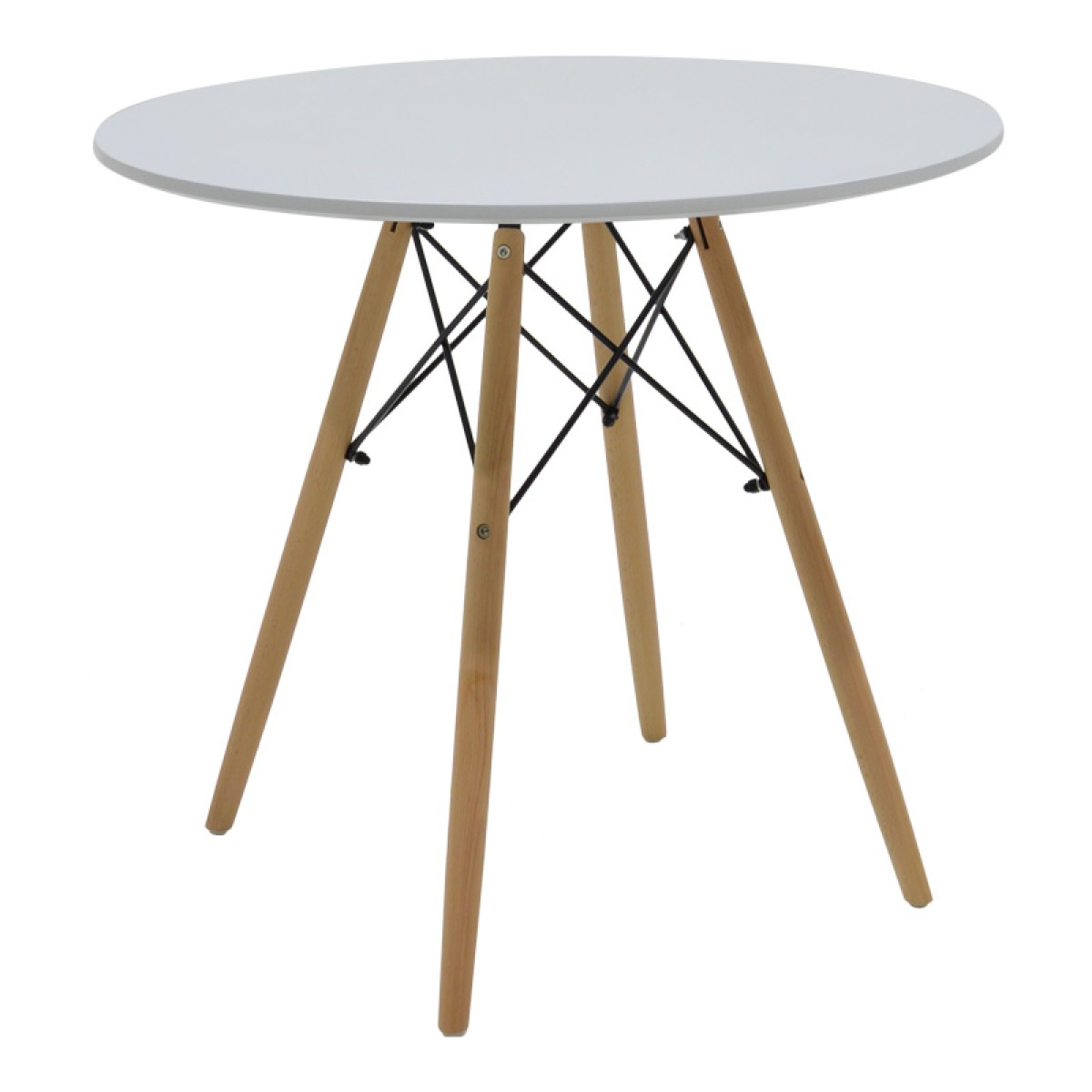 Τραπεζαρία Julita-Noor pakoworld σετ 5τεμ MDF λευκό-μπεζ ύφασμα Φ80x73εκ