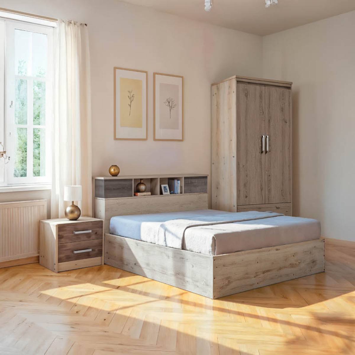 Φοιτητικό πακέτο επίπλων κρεβατοκάμαρας Cloud pakoworld σετ 3τεμ