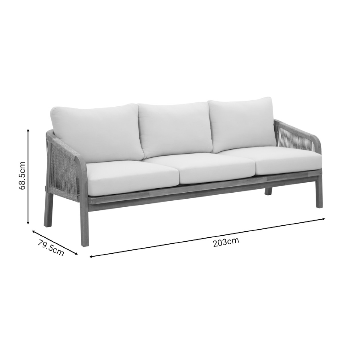 Σετ σαλονιού 4τμχ Malibu I pakoworld μασίφ ξύλο ακακίας-μπεζ ύφασμα