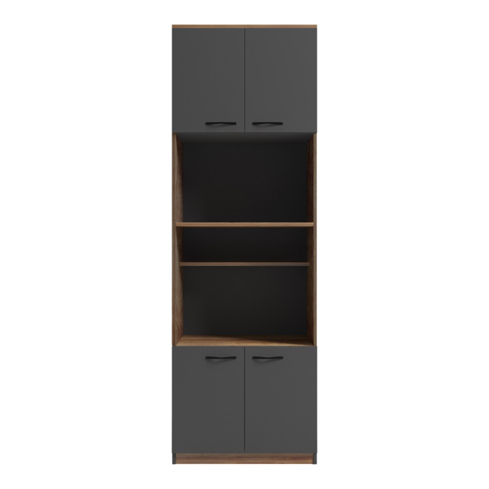 Ντουλάπα κουζίνας Rowan pakoworld σε oak-ανθρακί απόχρωση 60x42x182εκ
