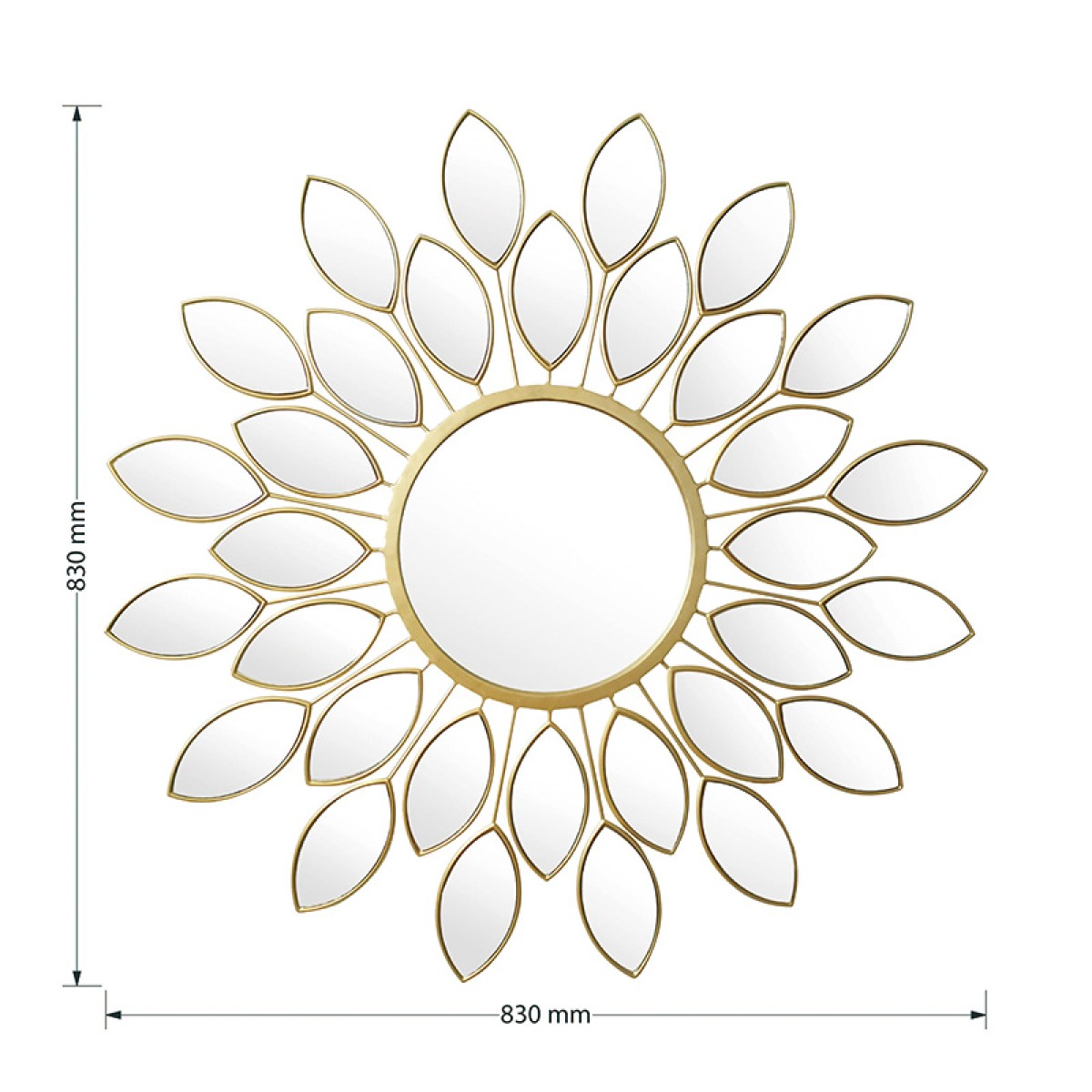Καθρέπτης Flower pakoworld χρυσό 83x2.5x83εκ