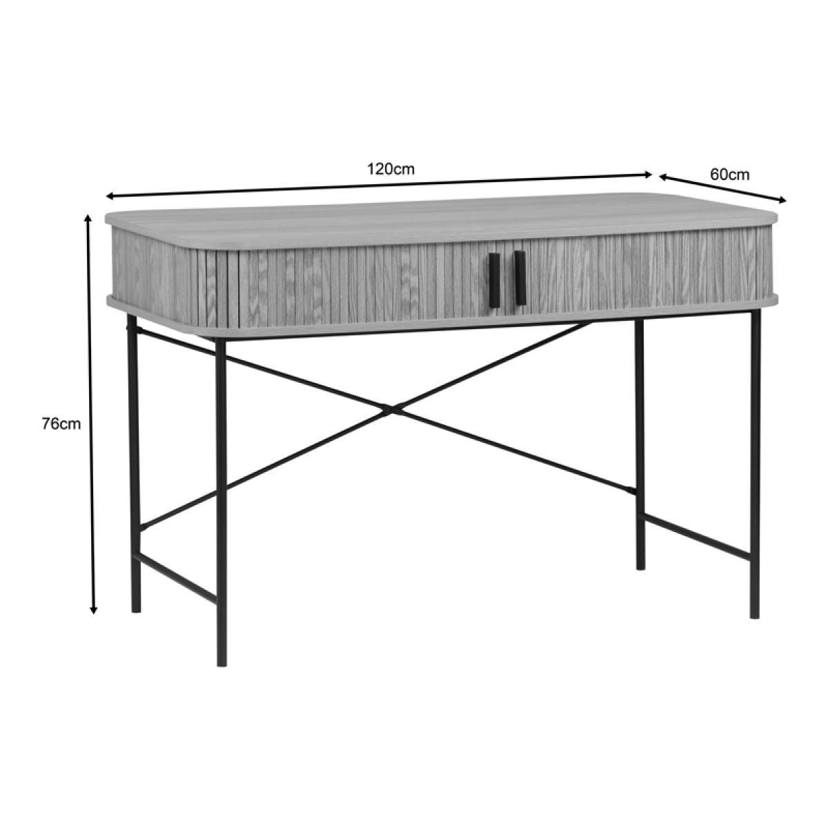 Γραφείο εργασίας Scandi pakoworld MDF/Metal σε φυσική απόχρωση με μεταλλικά μαύρα πόδια 120x60x76,5εκ