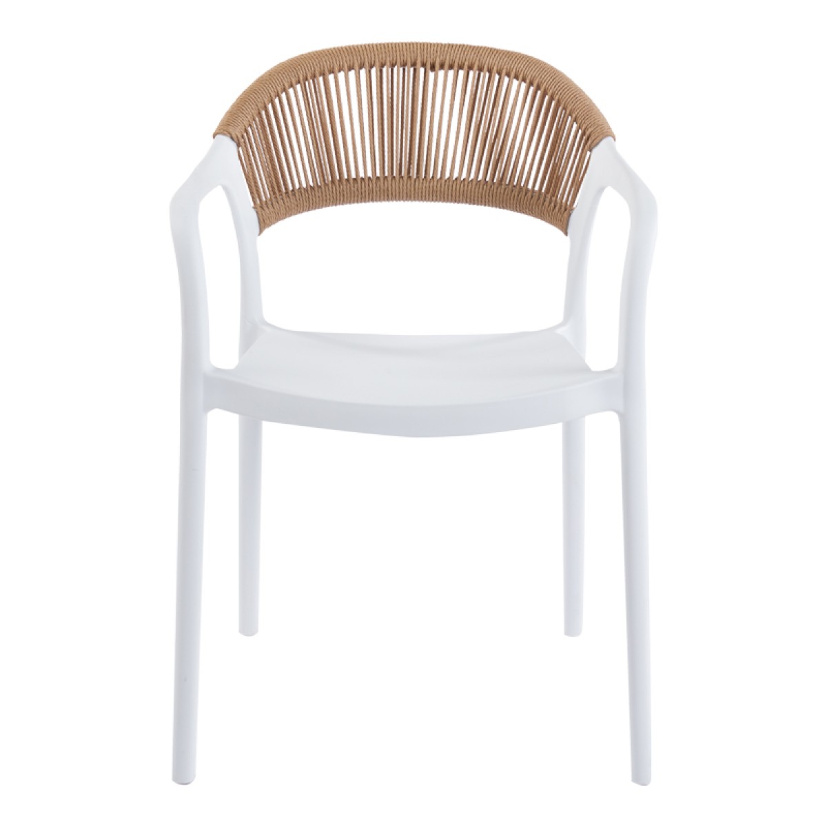 Πολυθρόνα Ankara pakoworld στοιβαζόμενη pp-pe rattan σε λευκή-φυσική απόχρωση 54x55.5x77εκ