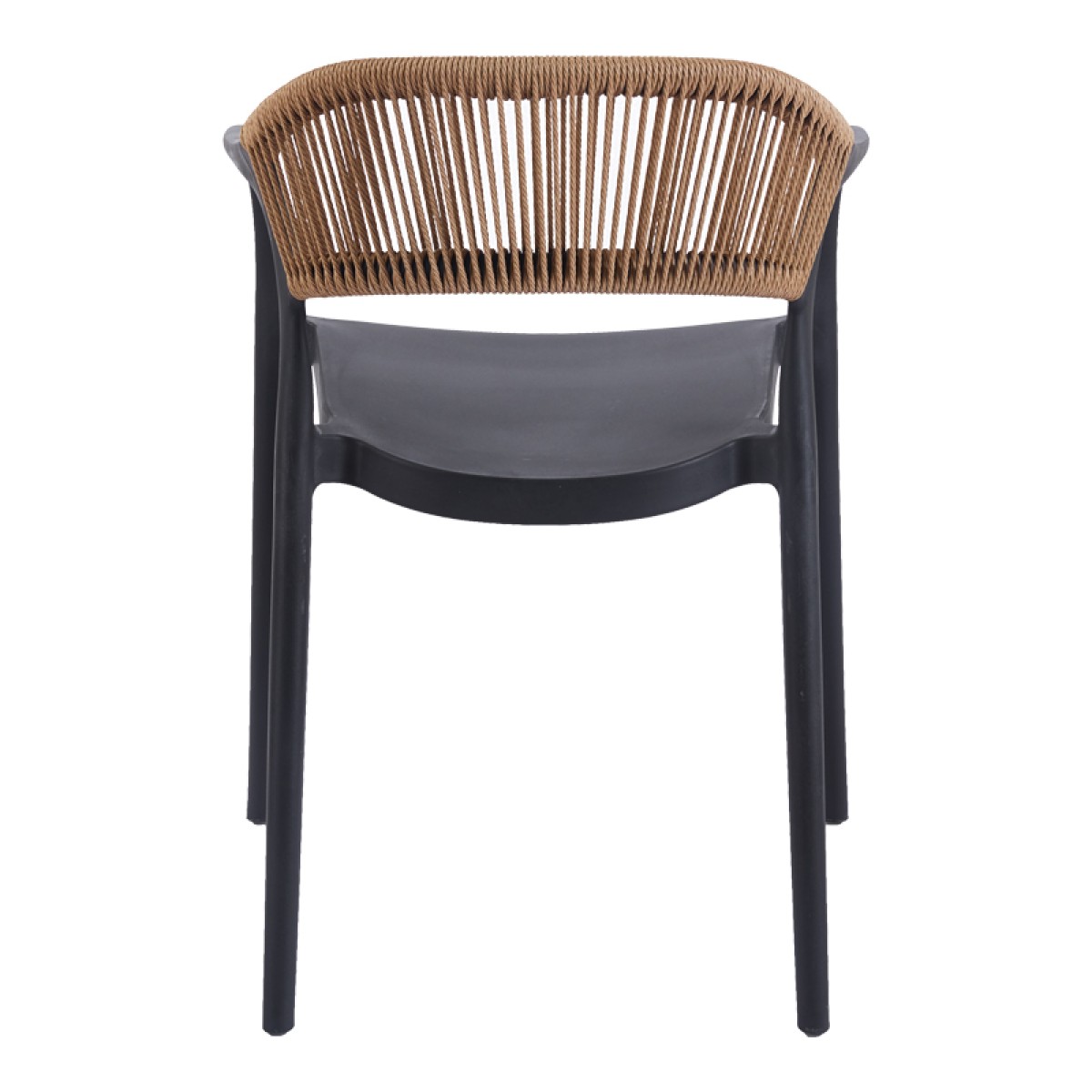 Πολυθρόνα Ankara pakoworld στοιβαζόμενη pp-pe rattan σε μαύρη-φυσική απόχρωση 54x55.5x77εκ