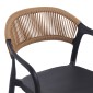 Πολυθρόνα Ankara pakoworld στοιβαζόμενη pp-pe rattan σε μαύρη-φυσική απόχρωση 54x55.5x77εκ