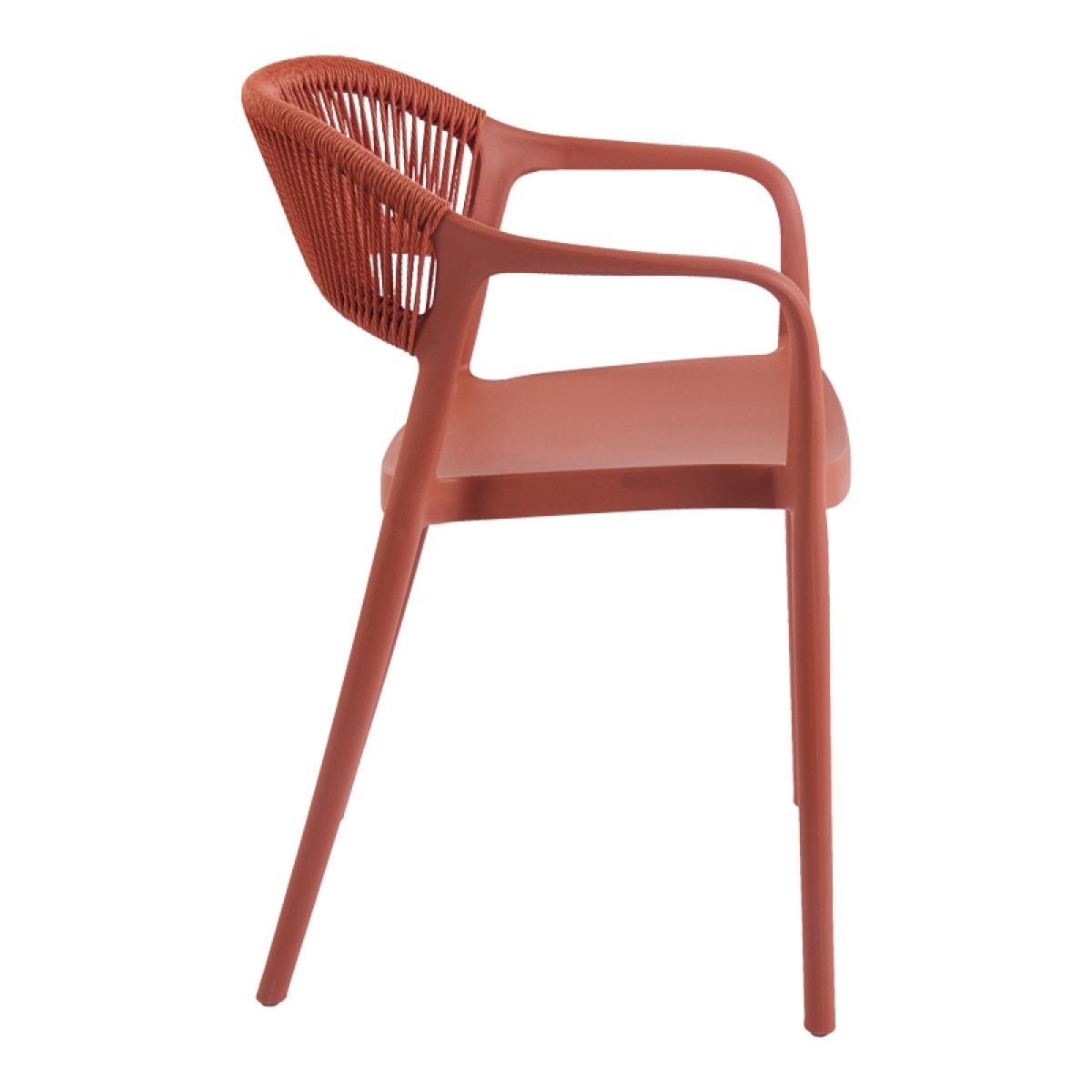 Πολυθρόνα Ankara pakoworld στοιβαζόμενη pp-pe rattan σε terracotta απόχρωση 54x55.5x77εκ