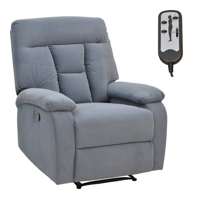 Πολυθρόνα relax με μηχανισμό massage Terpsi pakoworld γκρι βελούδο 80x94x100εκ